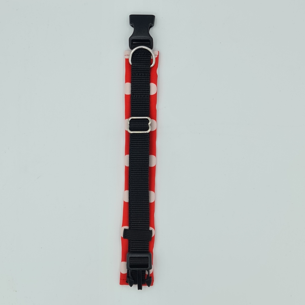 Halsband schwarz & rot mit weißen Punkten